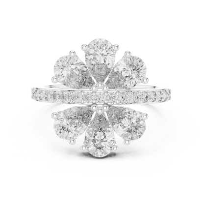 Gleaming Large Flower Lab Diamond Ring For Women