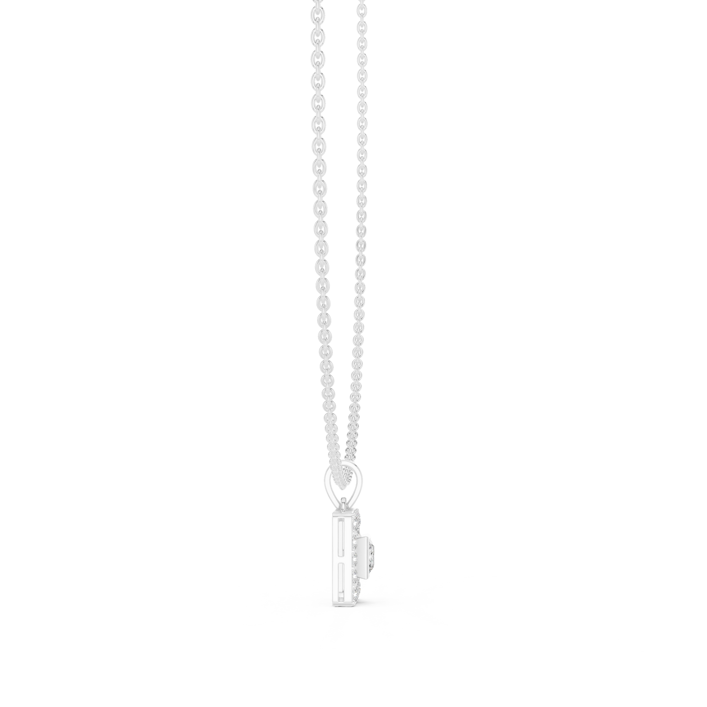 Royal Minimalism Halo Princess Pendant Necklace in Lab Diamonds