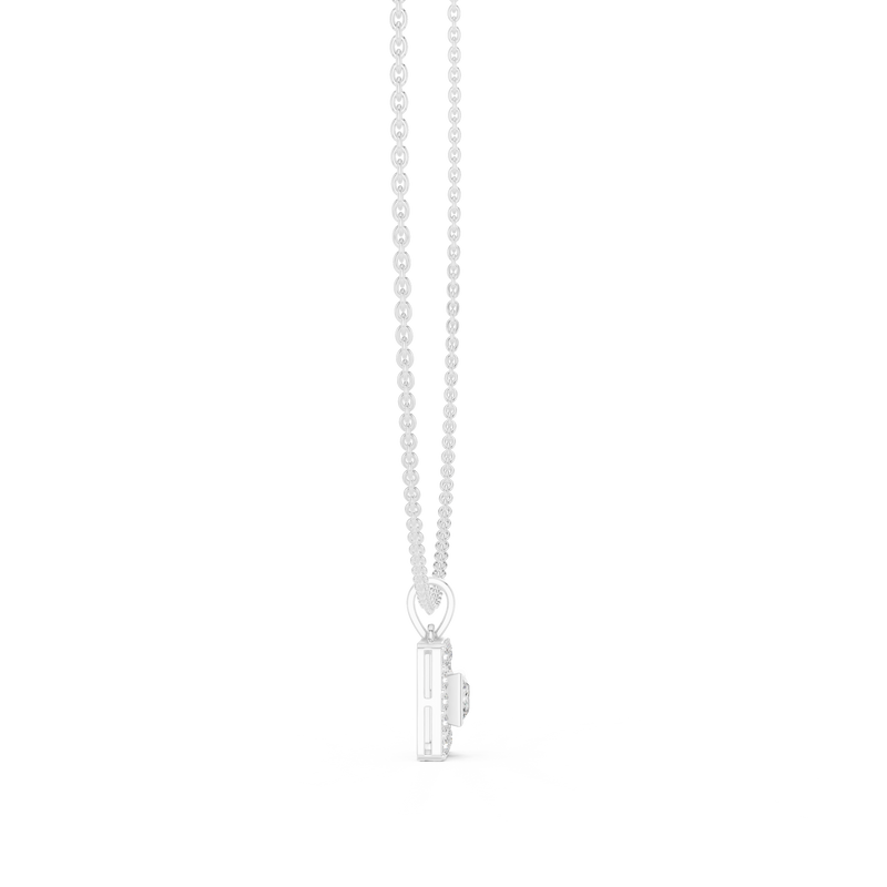 Royal Minimalism Halo Princess Pendant Necklace in Lab Diamonds