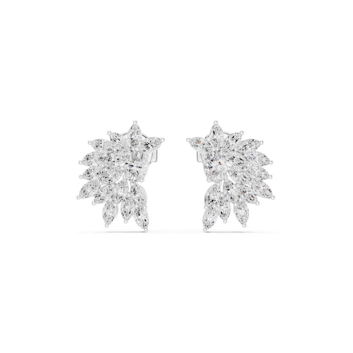 Sparkly Crystal Leaf Lab Diamond Bridal Earrings For Weddings