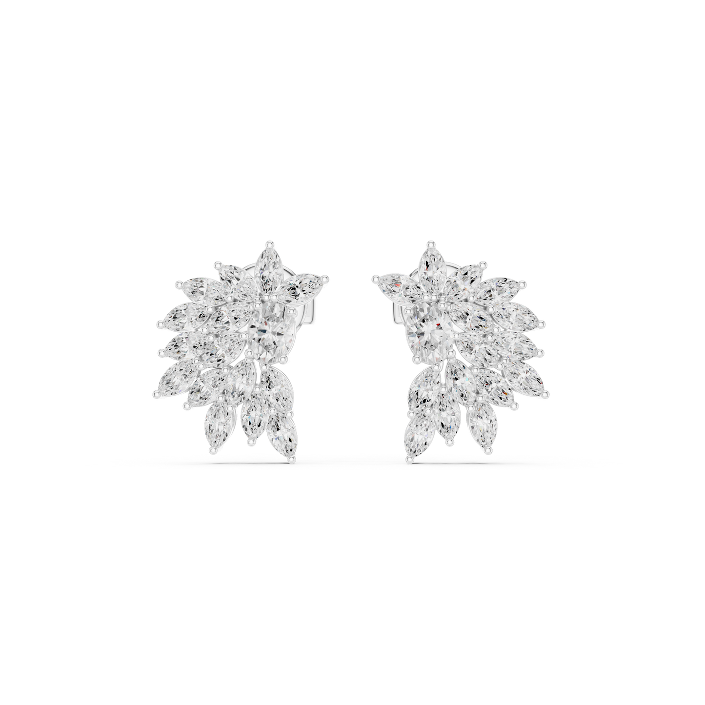 Sparkly Crystal Leaf Lab Diamond Bridal Earrings For Weddings