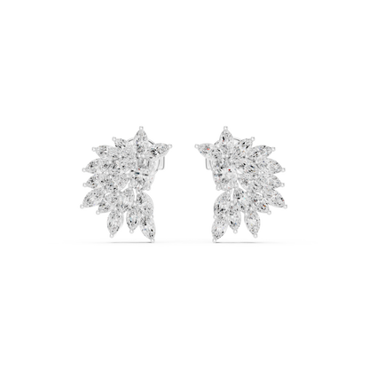 Sparkly Crystal Leaf Lab Diamond Bridal Earrings For Weddings