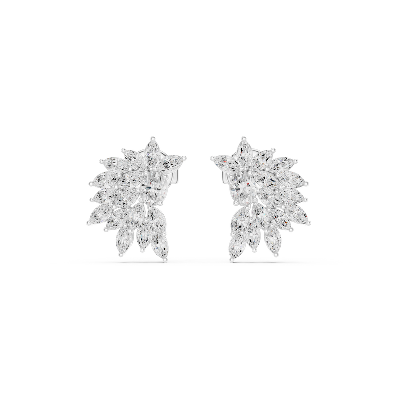 Sparkly Crystal Leaf Lab Diamond Bridal Earrings For Weddings