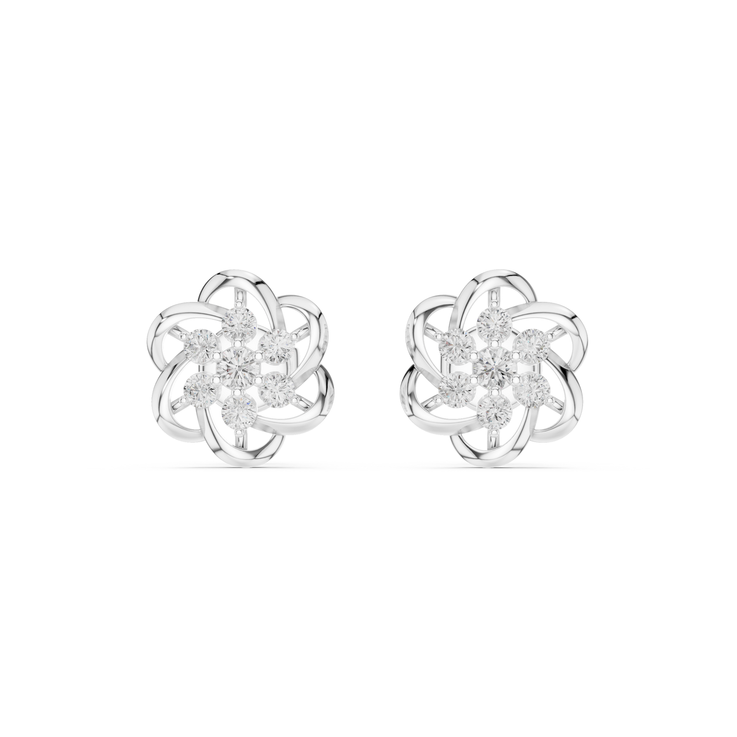Celestera Floral Lab Diamonds Stud Earrings