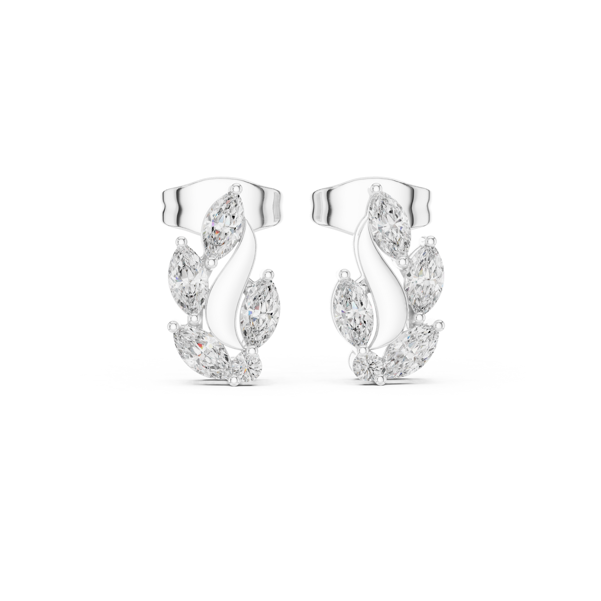 Flame Petal Lab Diamond Stud Earrings