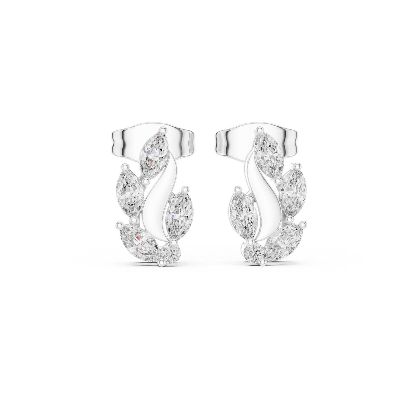 Flame Petal Lab Diamond Stud Earrings