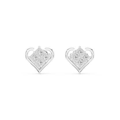 Amorette Heart Shape Lab Diamond Stud Earrings