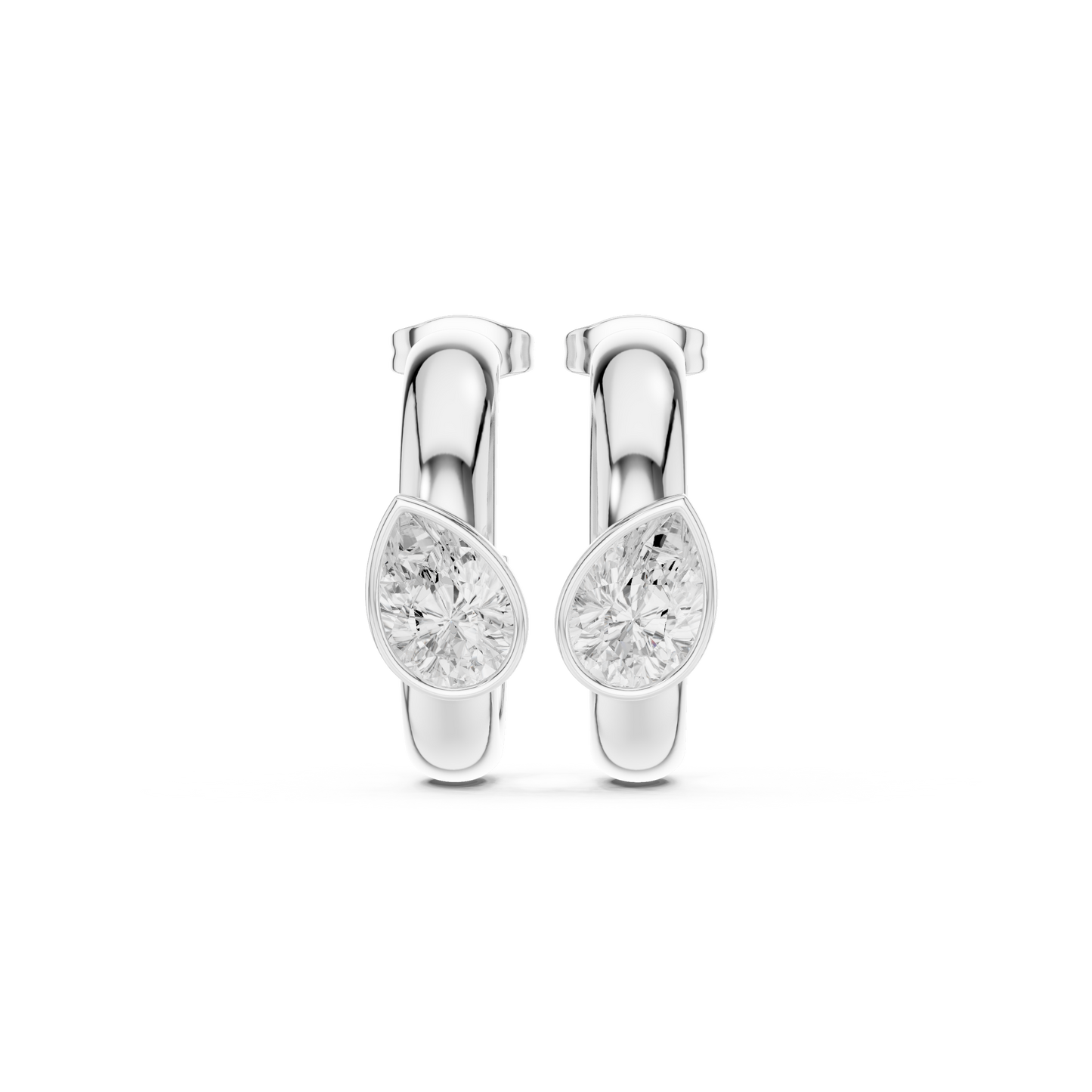 Pear Elegance Lab Grown Diamond Huggie Earrings