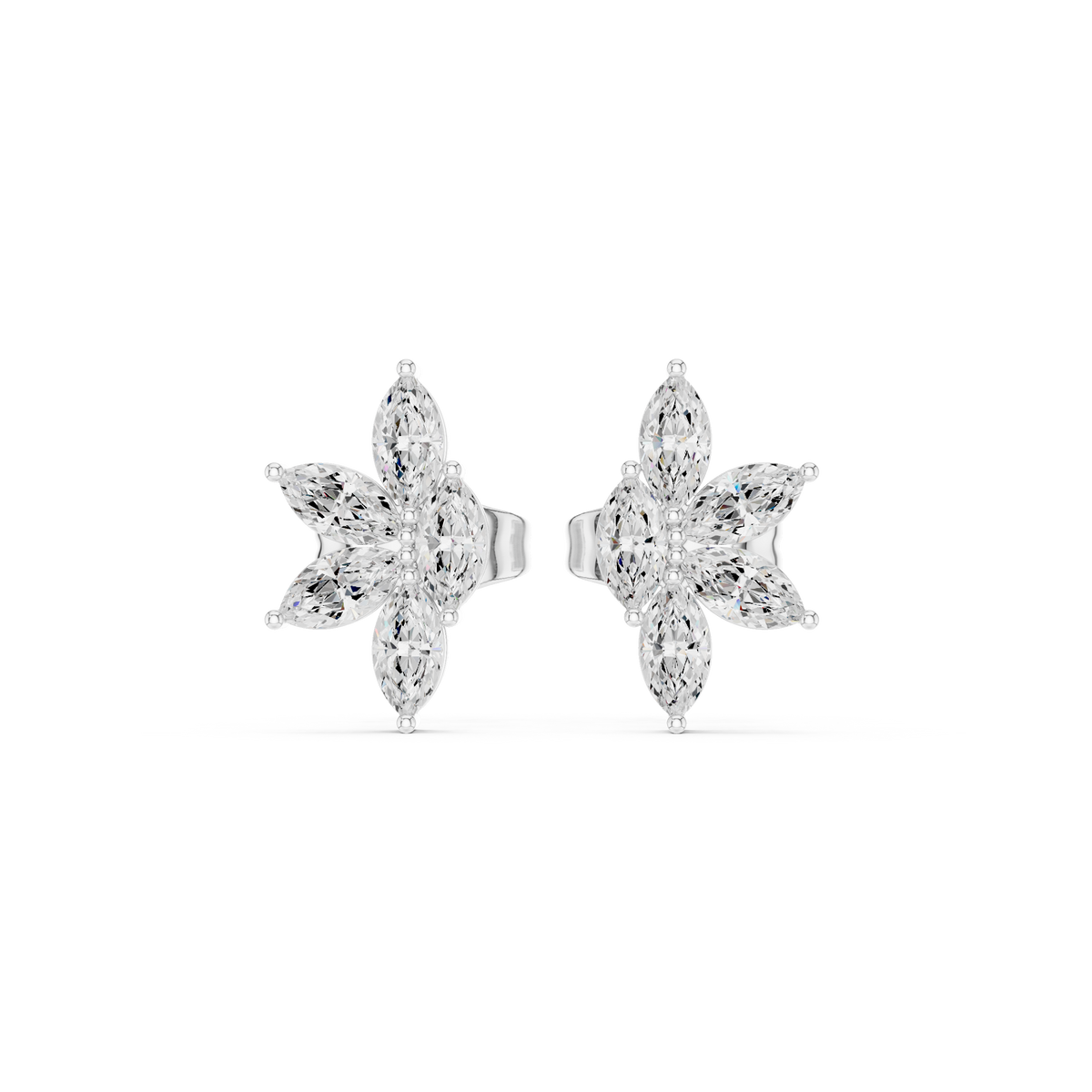 Four Petals Super Sparkling Lab Diamond Earrings