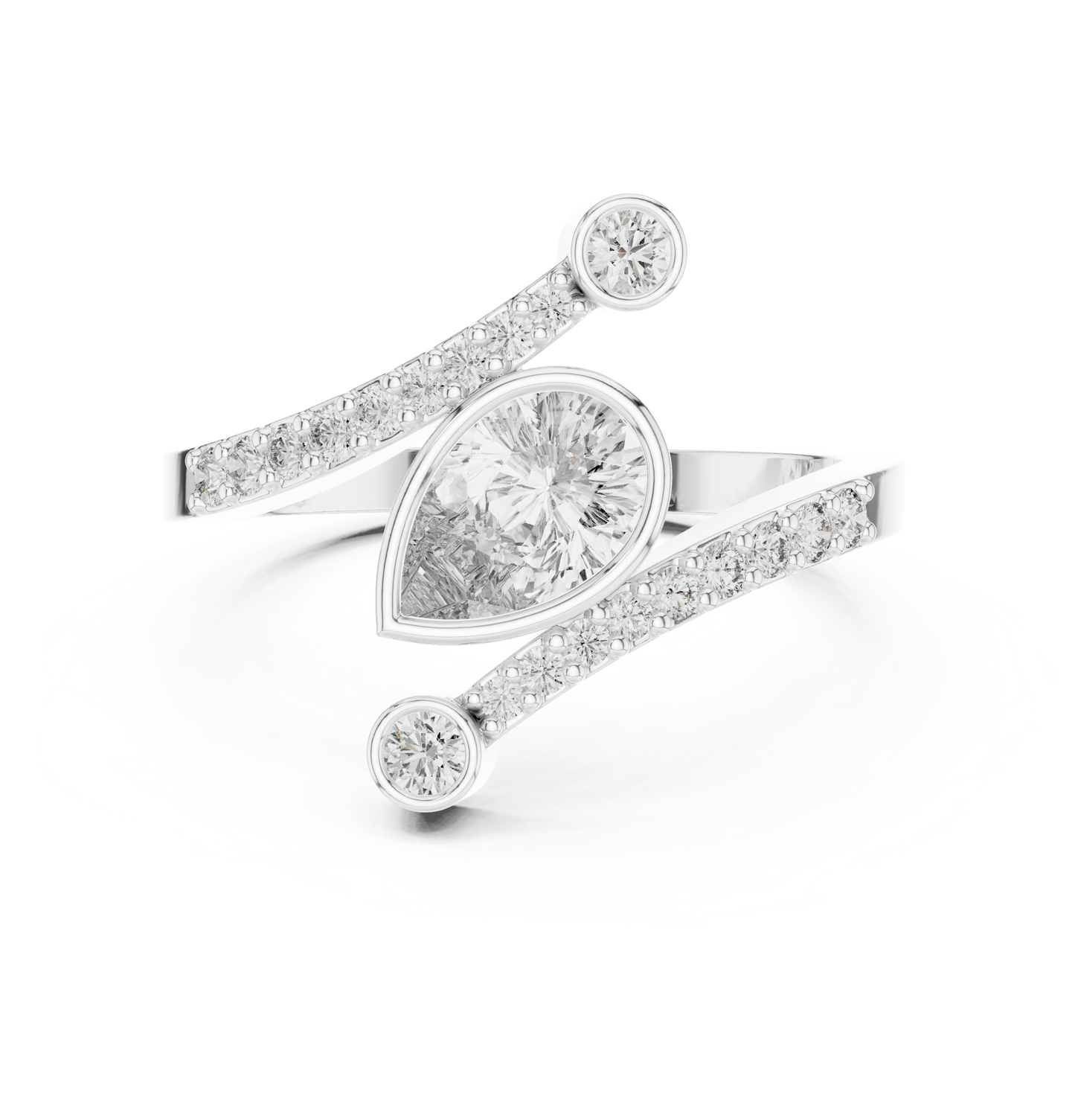 Beautiful Bright Pear Wrap Lab Diamond Ring