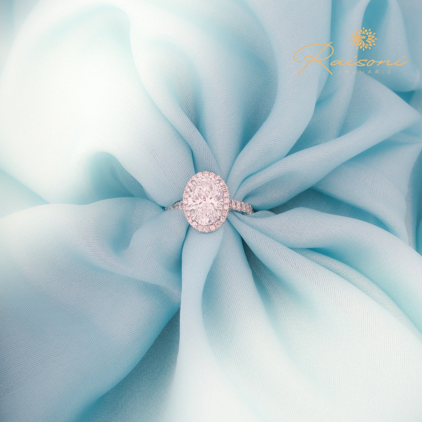 Halo Oval Shape 2 Carat Solitaire Lab Diamond Wedding Ring