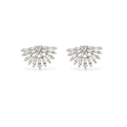 Radiant Fan Lab Diamond Earrings in White Gold
