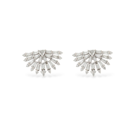 Radiant Fan Lab Diamond Earrings in White Gold