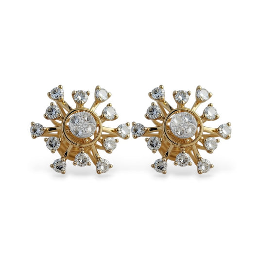 Sunburst Lab Diamond Earrings in Yellow Gold