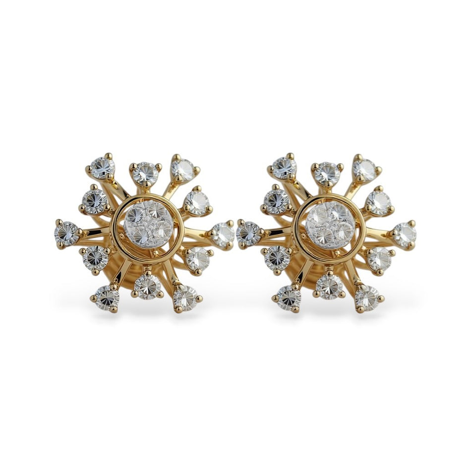 Sunburst Lab Diamond Earrings in Yellow Gold