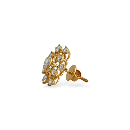 Sunburst Lab Diamond Earrings in Yellow Gold