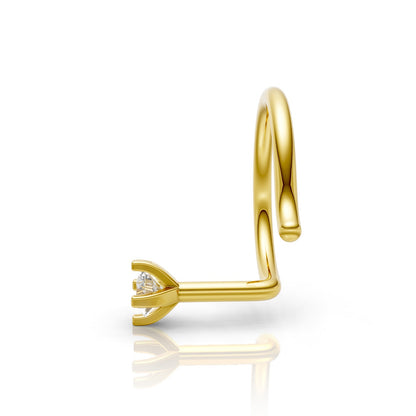 Solitaire Lab Diamond Nose Pin in 18K Yellow Gold