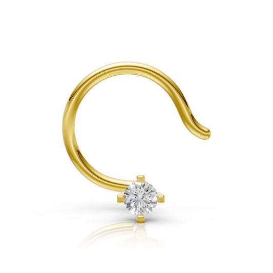 Solitaire Lab Diamond Nose Pin in 18K Yellow Gold