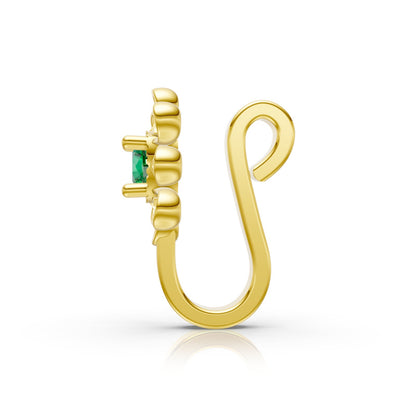 Radiant Emerald & Ruby Floral Blossom Nose Pin in 14K Gold