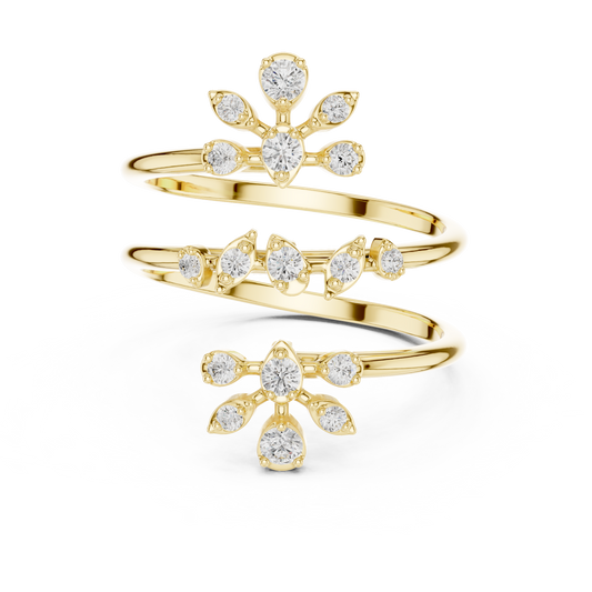 Flower N Petal Spiral Lab Diamond Ring