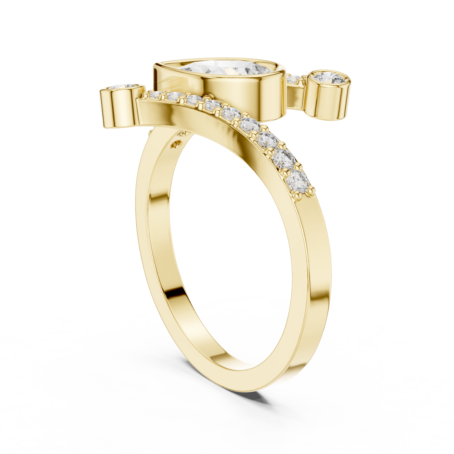 Beautiful Bright Pear Wrap Lab Diamond Ring