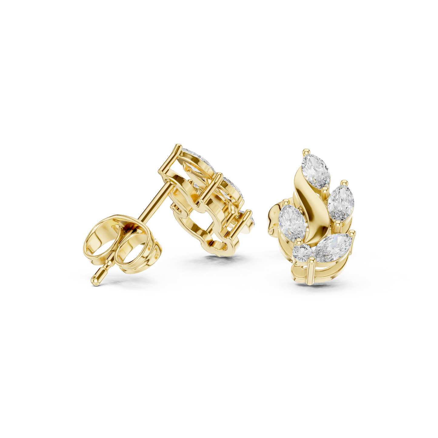 Flame Petal Lab Diamond Stud Earrings