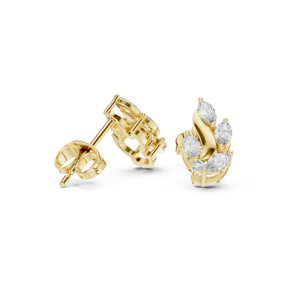 Flame Petal Lab Diamond Stud Earrings