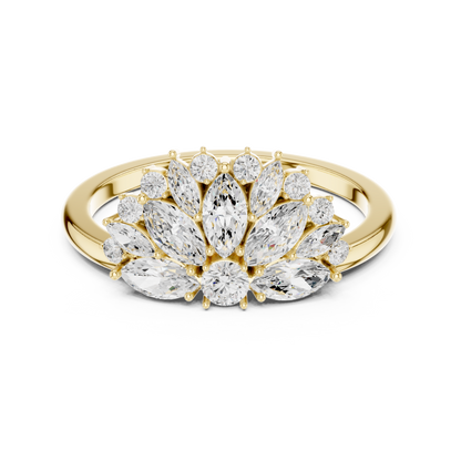 Peacock-inspired Cluster Lab Grown Diamond Anniversary Gifting Ring in 1 Carat
