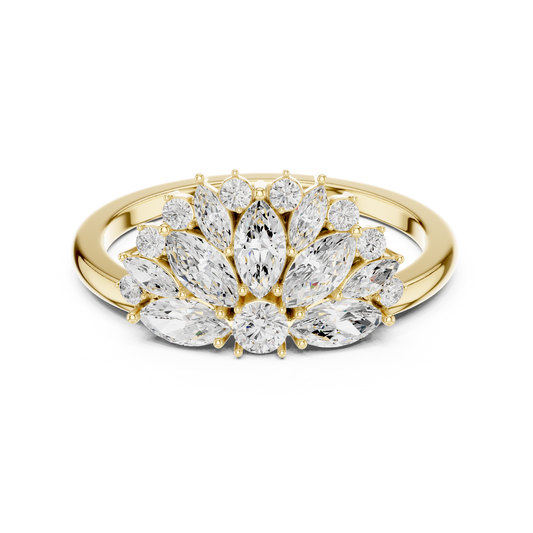 Peacock-inspired Cluster Lab Grown Diamond Anniversary Gifting Ring in 1 Carat