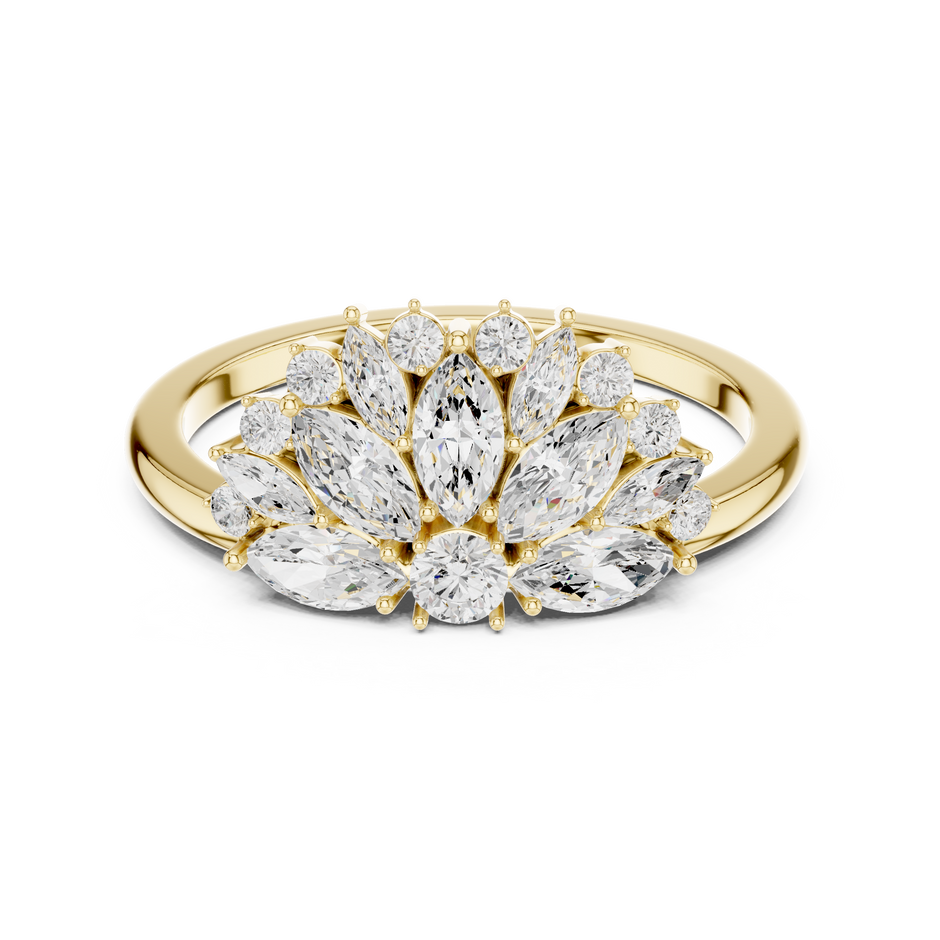 Peacock-inspired Cluster Lab Grown Diamond Anniversary Gifting Ring in 1 Carat