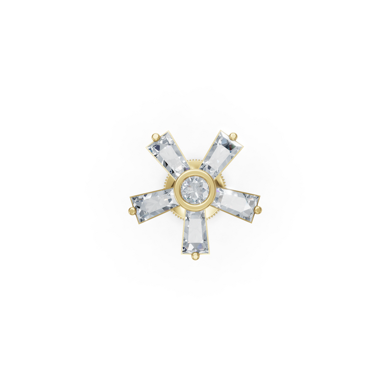 Geometric Floral Lab Diamond Nosepin in Yellow Gold