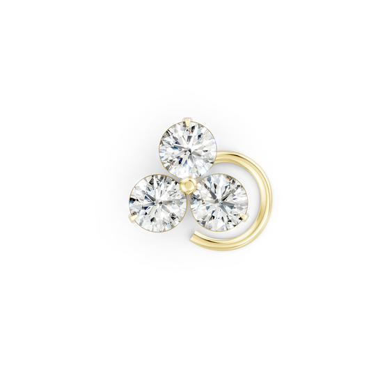Trinity Three Stone Lab Diamond Twisted Nosepin