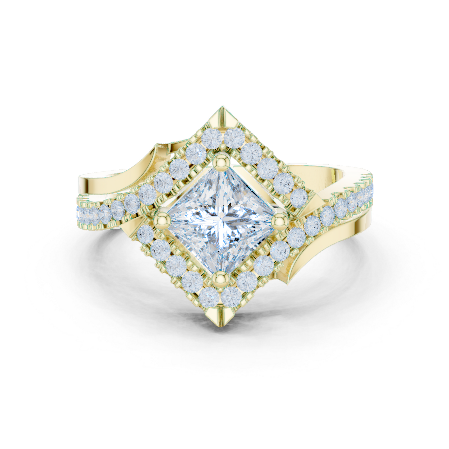Twilight Empress Princess-Cut 1 Carat Lab Diamond Halo Engagement Ring