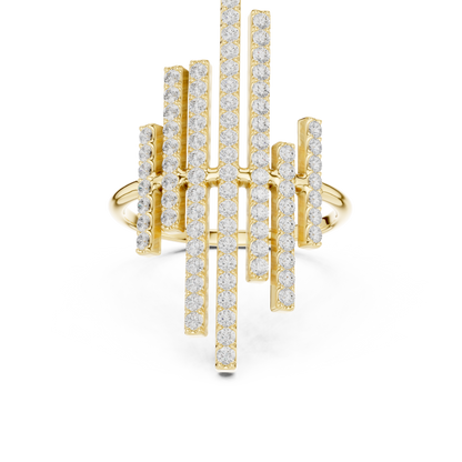 Midnight Skyline Spark Lab Diamond Bar Ring For Parties