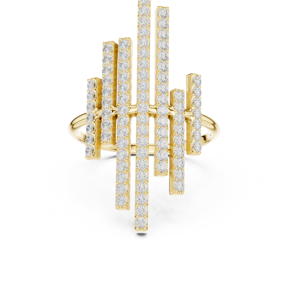 Midnight Skyline Spark Lab Diamond Bar Ring For Parties