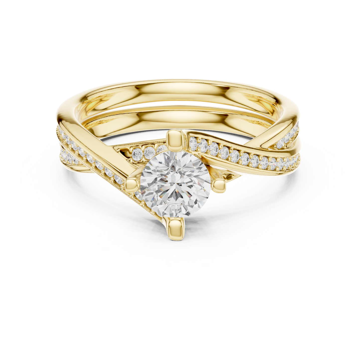 1 Carat Solitaire Lab Grown Diamond Engagement Ring With Twisted Band