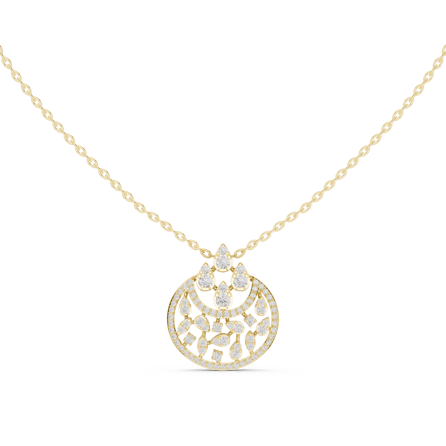 Lunar Awakening – Blooming Lab Diamond Crescent Pendant For Women