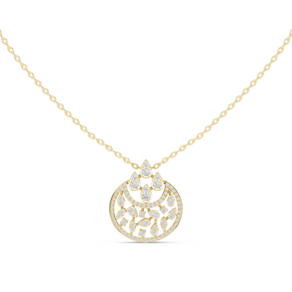 Lunar Awakening – Blooming Lab Diamond Crescent Pendant For Women