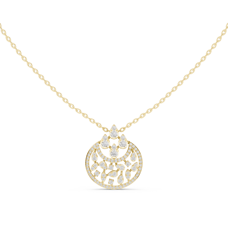 Lunar Awakening – Blooming Lab Diamond Crescent Pendant For Women