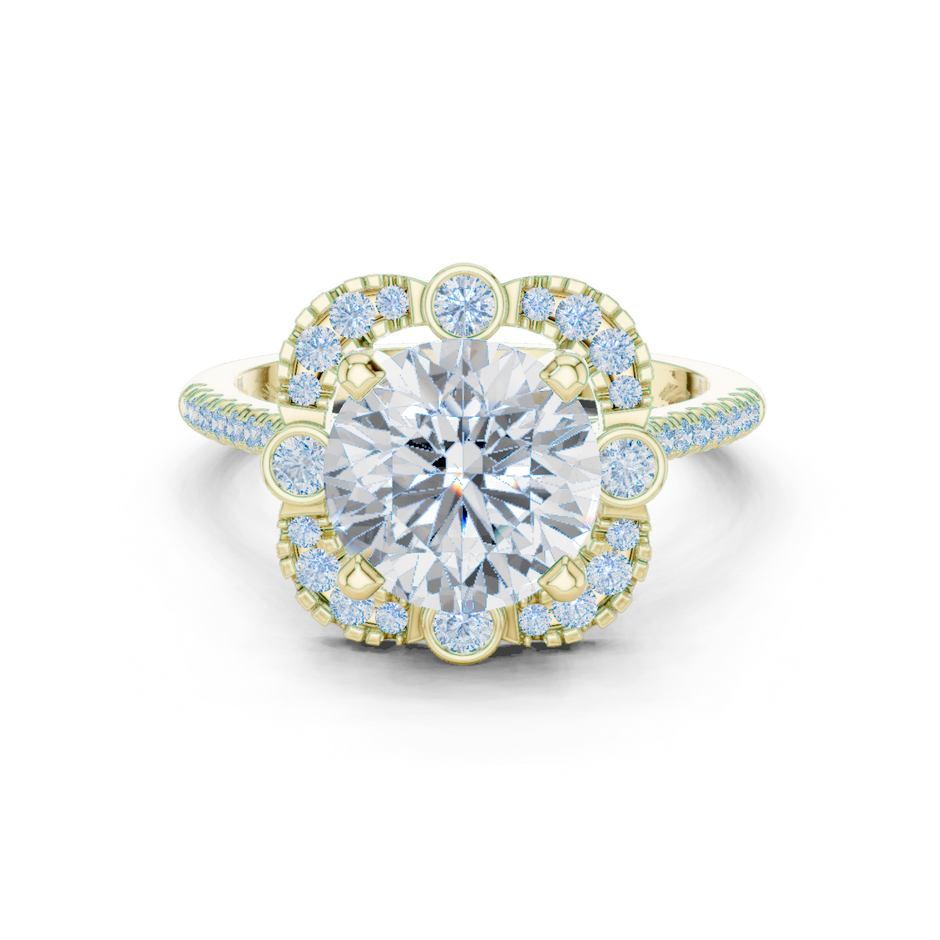 The Florescence Spark 2.5 Carat Round Lab-Grown Diamond Halo Ring