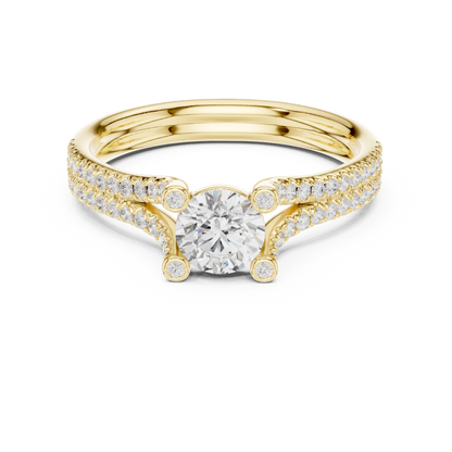 Crowned Radiance 1 Carat Round Lab Diamond Split Cathedral Engagement Ring