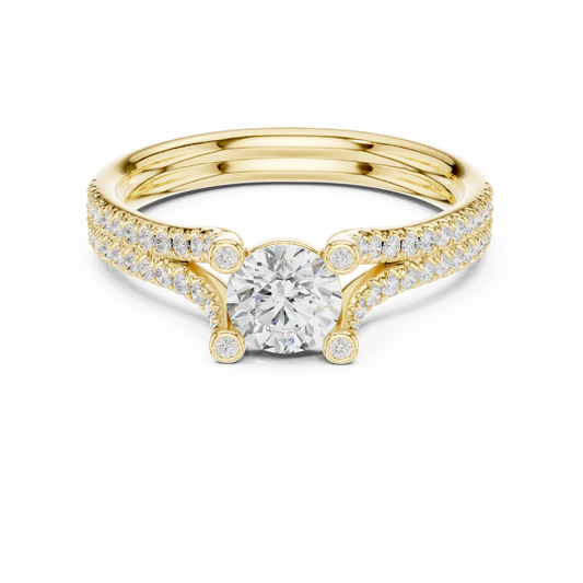 Crowned Radiance 1 Carat Round Lab Diamond Split Cathedral Engagement Ring