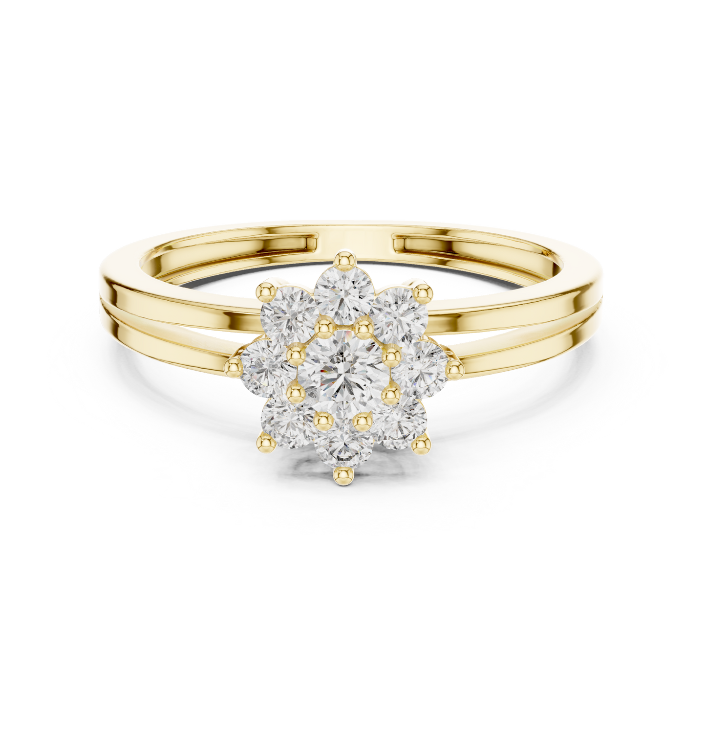 SoulShine Floral Cluster Split Shank Lab Diamond Ring