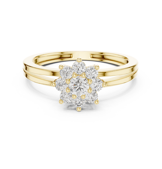 SoulShine Floral Cluster Split Shank Lab Diamond Ring