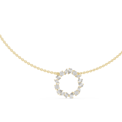 Celestial Circle Necklace with Multi-Shape Lab Grown Diamonds – Luxe Modern Pendant for Women