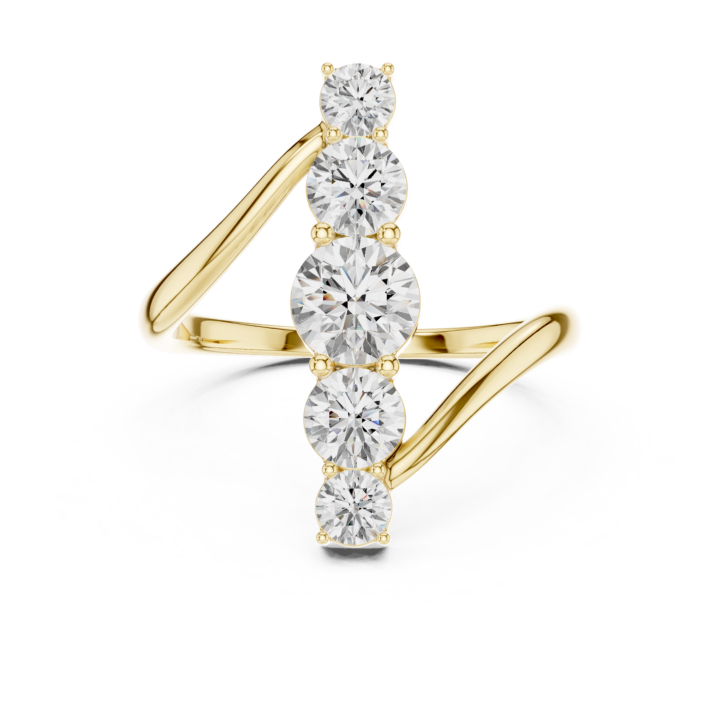 Celeste Curve Bypass Ring in 1.5 Carat Round Lab Diamond