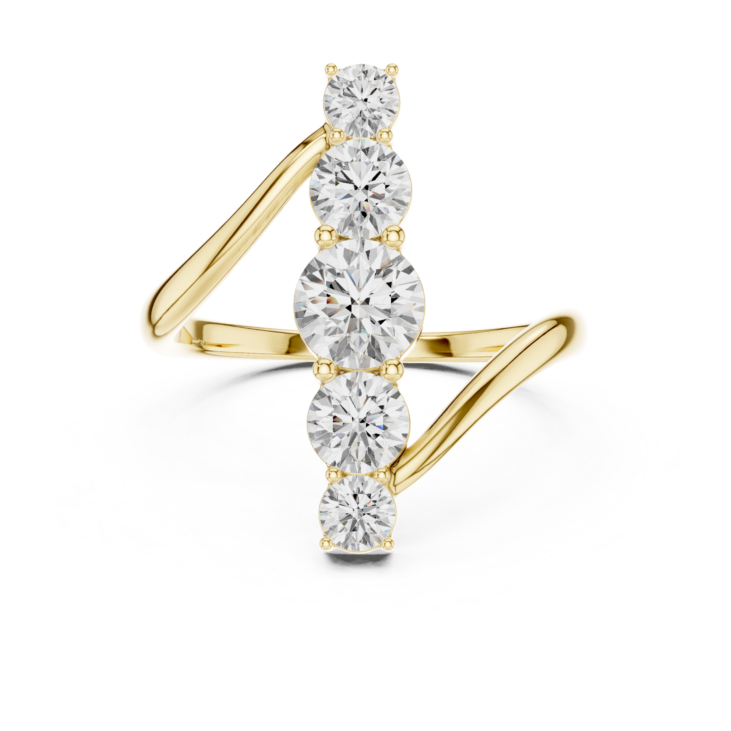 Celeste Curve Bypass Ring in 1.5 Carat Round Lab Diamond