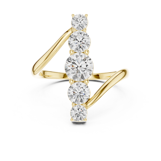 Celeste Curve Bypass Ring in 1.5 Carat Round Lab Diamond