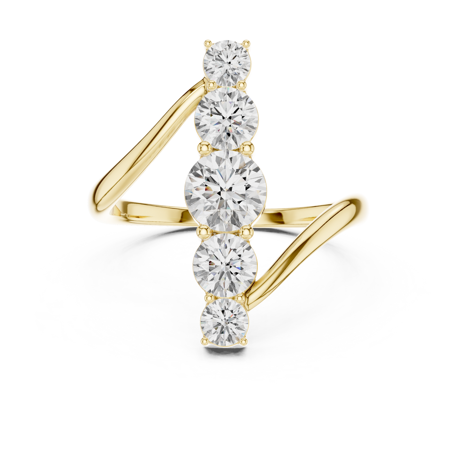 Celeste Curve Bypass Ring in 1.5 Carat Round Lab Diamond