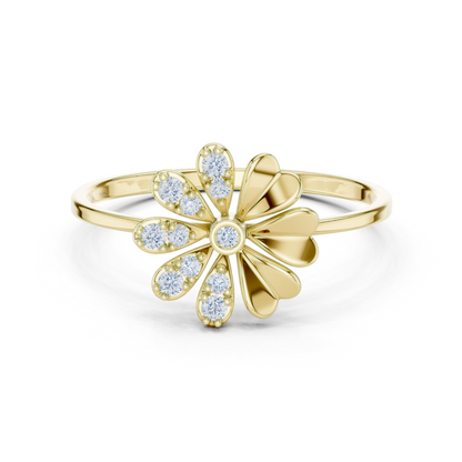 Eye Catchy Floral Shape Lab Created Diamond Ring For Women